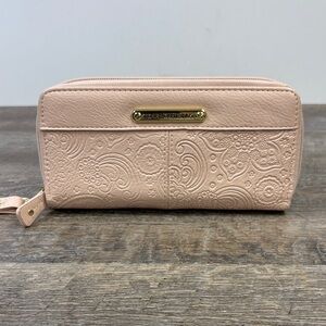 Stone Mountain Blush Floral-Embossed Leather Wristlet Wallet